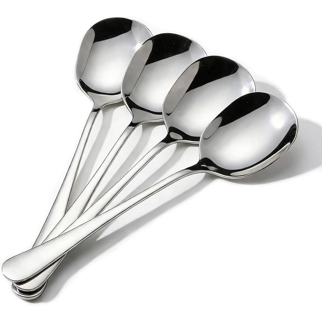 Conjunto de 4 Colheres de Servir, Colher de Aço Inoxidável 18/8, Colher Grande para Buffet, Utensílio de Mesa em Aço Ino