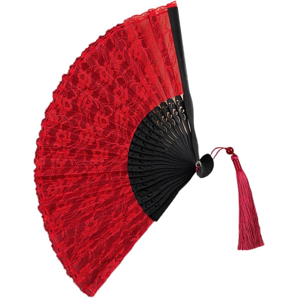 Leque de Mão Vintage Dobrável com Design de Renda Floral, Elegante Acessório para Apresentações de Dança e Festas