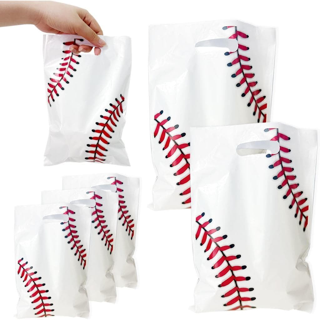 Dimglujeap 50 Sacolas de Presente de Beisebol, Sacolas Plásticas com Alça para Doces, para Decorações de Festas de Anive