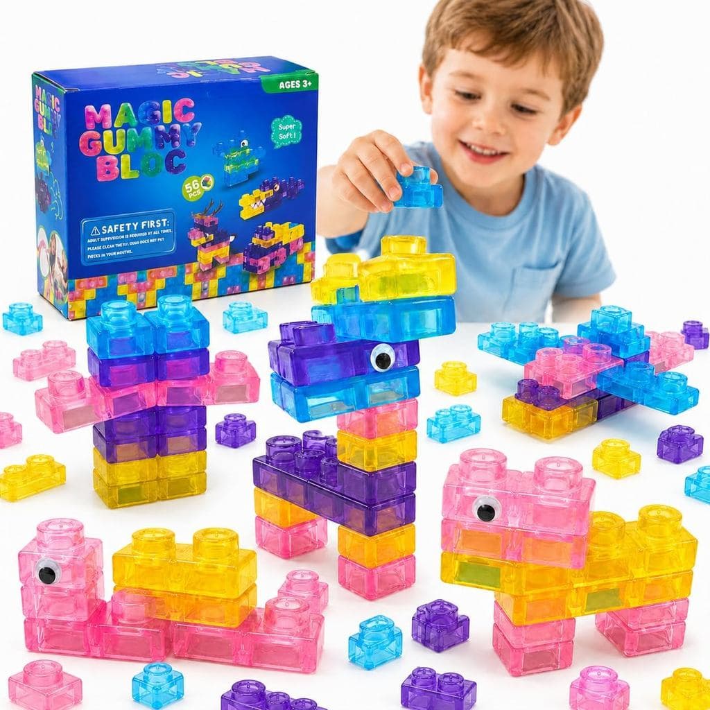 Blocos De Goma Para Crianças , 56 Peças De Construção Macios , Presente De Brinquedo | Conjunto Translúcidos De , Experi