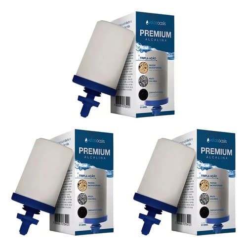 Kit 03 Velas Para Filtro Barro Alcalina Premium Tripla Ação