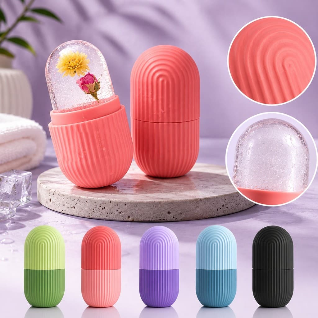 Rolo De Gelo Massageador Facial Refrescante Anti Inchaço Skincare Reutilizável