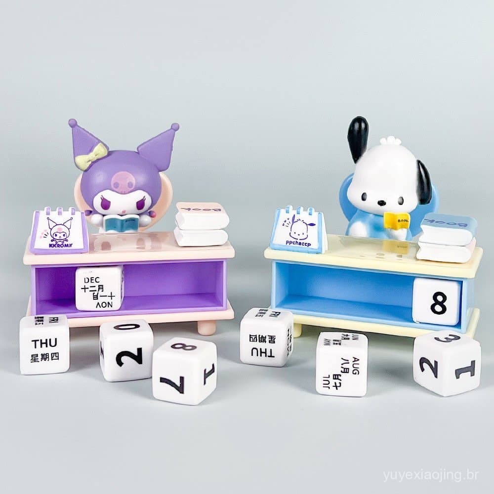 Figurinha de animal de estimação fofa e divertida, calendário de mesa, ornamento colecionável para a mesa de uma menina.