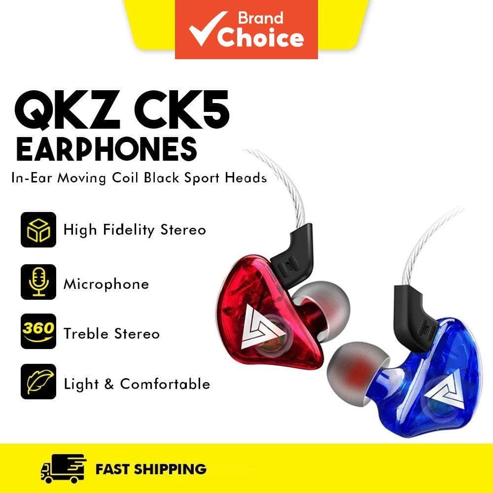 QKZ Ck5 Fones De Ouvido Esportivos Intra-Auriculares Estéreo Com Cancelamento De Ruído Musicais Microfone Uso Diário Via