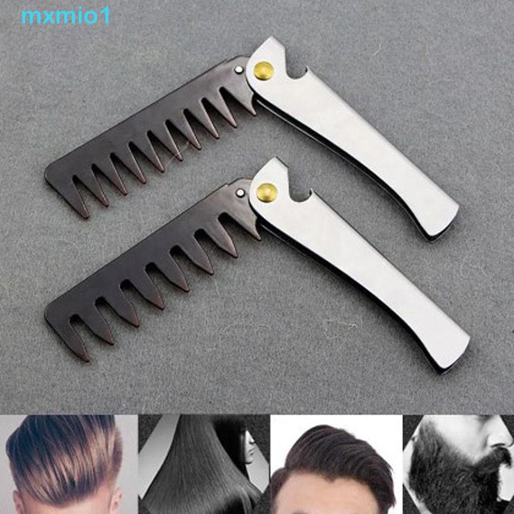 MXMIO1 Pente Masculino De Dentes Largos , De Cabeça De Óleo Profissional Dobrável Cabelo De Cabeleireiro Durável Portáti