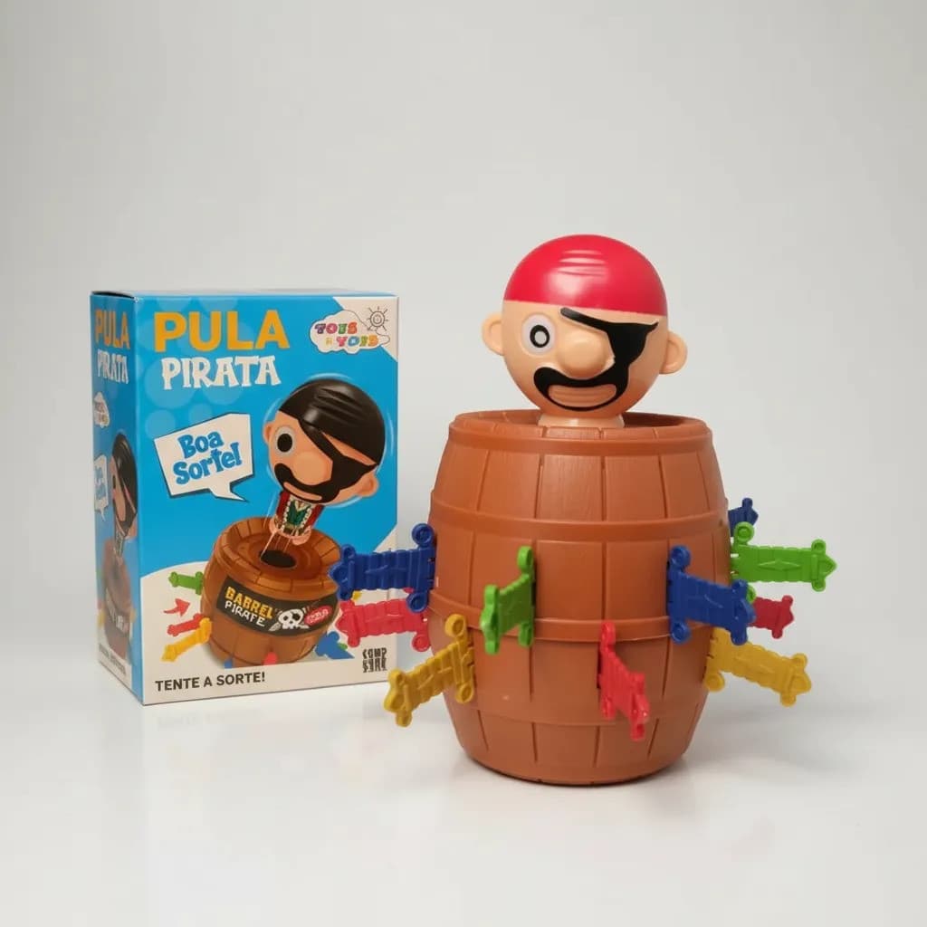 Pula Pirata Grande 16 Espadas Brinquedo Infantil Barril