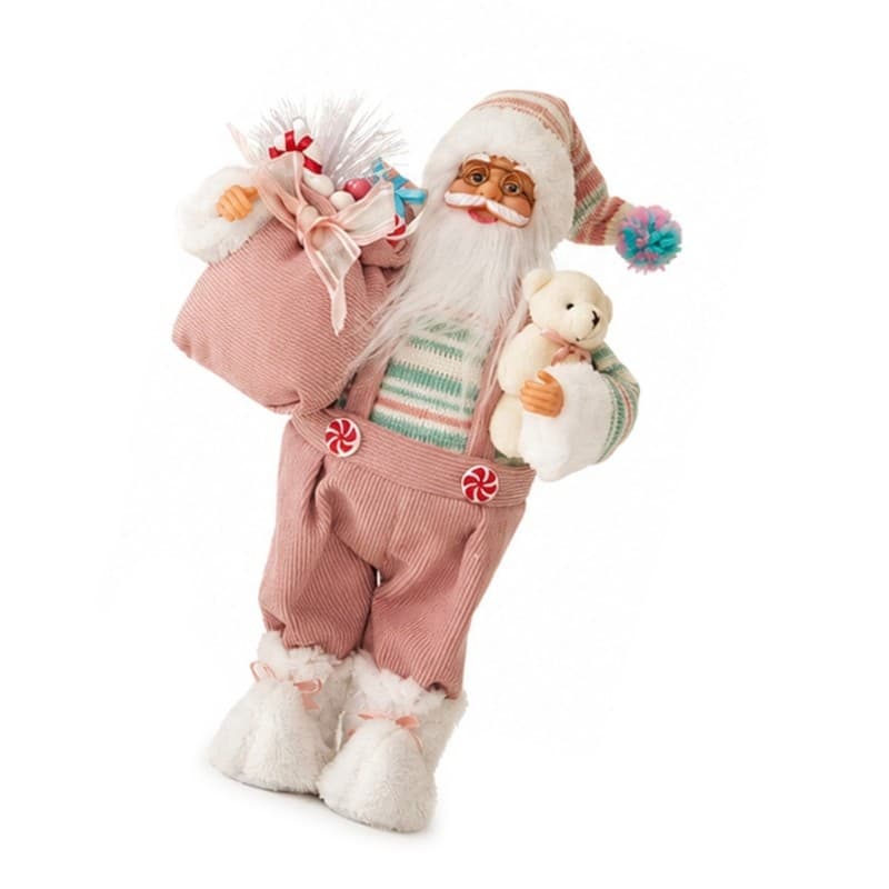 Figura De Papai Noel De Natal Rosa Yoo Para Lado Da Árvore De Prateleira E Exibição De Loja