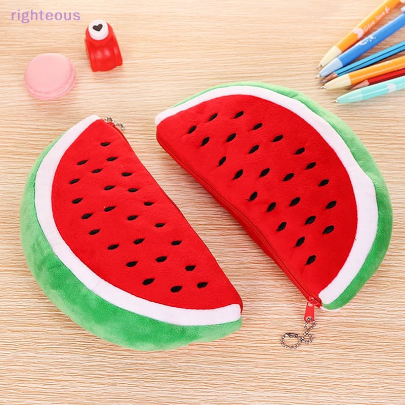 Rightrous Criativo Melancia Pelúcia Lápis Caso Pencilcase Escola Caneta Saco Suprimentos Caixa De Bolsa Papelaria Novo