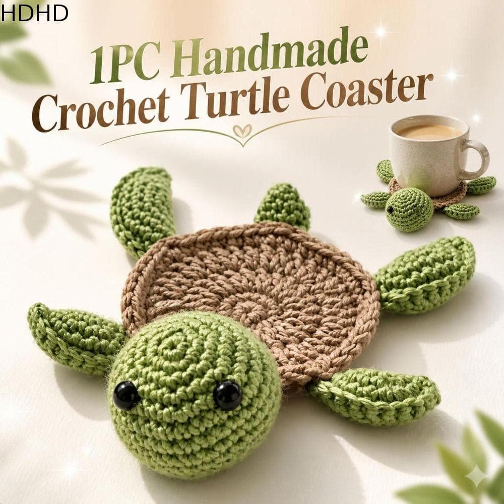 Porta-Copos De Tartaruga De Crochê HDHD , Tapete De Copo De Malha Resistente Ao Calor Em Forma De Animal , Antiderrapant