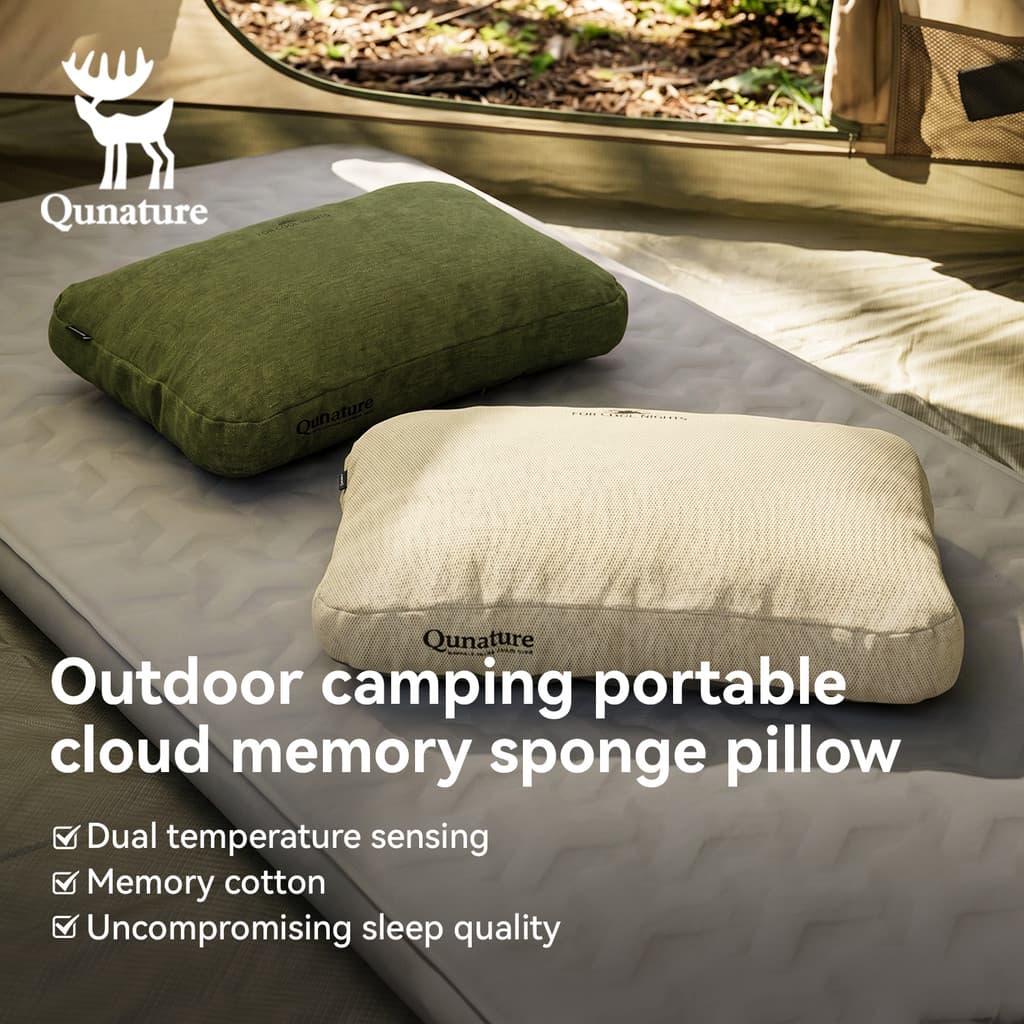 Qunature Portátil Espuma De Memória Acampamento Travesseiro Dupla Face Resfriamento Quente Compressível De Viagem Para C