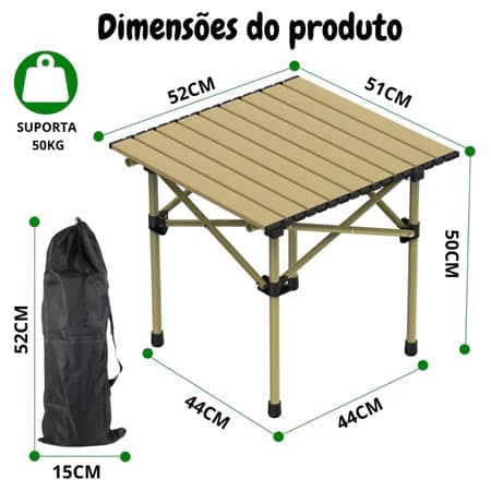 Mesa Camping Dobrável Portátil Alumínio Praia Acampamento Camping Churrasco C/Bolsa De TransporteBOM
