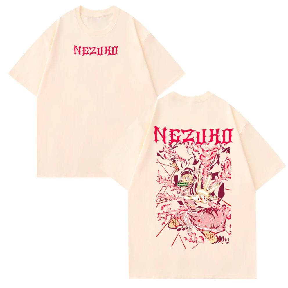 Camiseta Anime streetwear Demon Slay 100% Algodão Camisa anime Japonês Masculino e feminino Estilo Oversized