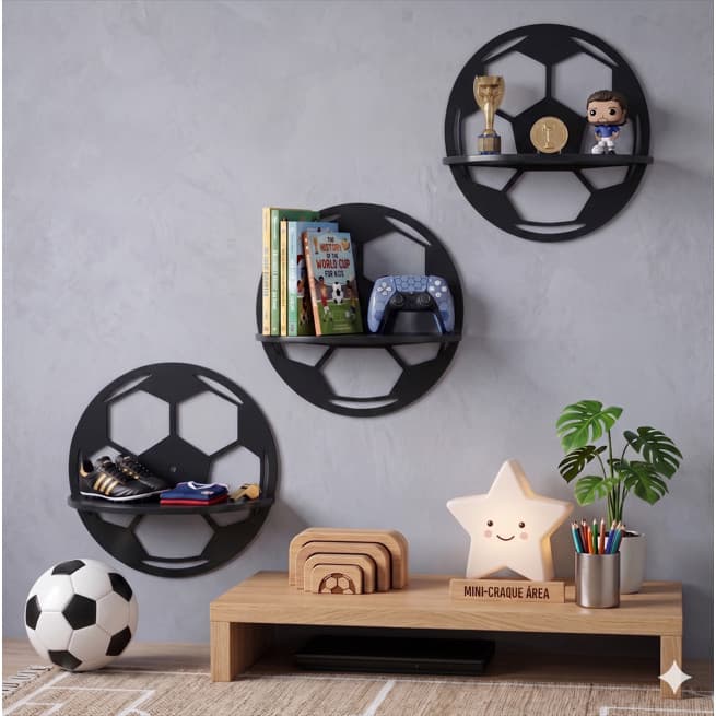 Kit 3 Nichos Prateleira Bola para Decoração e Organização em MDF