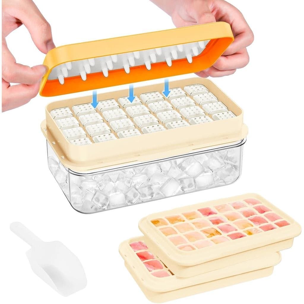 Forma de Gelo PHINOX com Tampa e Recipiente, Formas de Gelo para Freezer, Formas de Gelo Flexíveis, Produz 56 Cubos de G