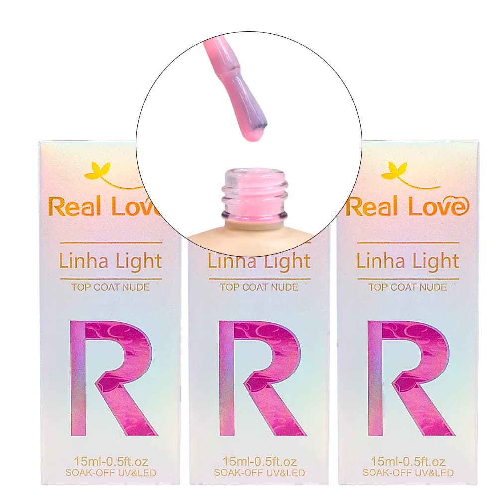 Kit 3 Unidades Top Coat na Cor 2 -  Real Love Para Unhas Em Gel Uv/Led 15ml