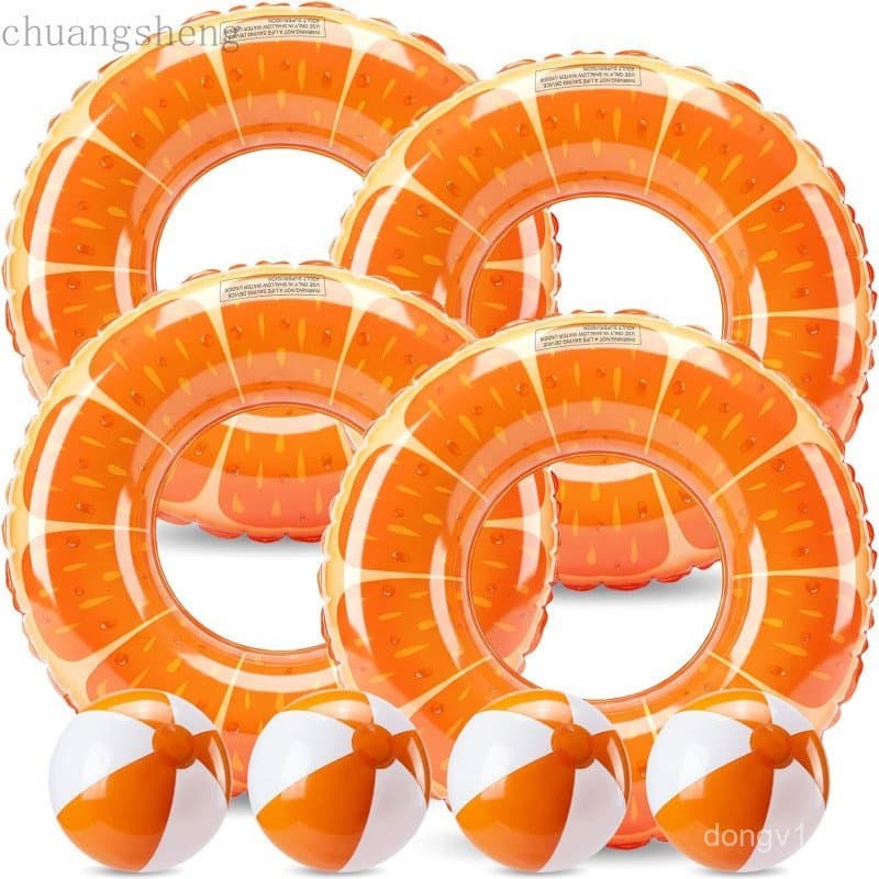 Lewtemi 8 Peças Boias de Piscina em Forma de Frutas, Anéis de Natação Laranja, Bolas de Praia Laranja, Boias Infláveis p