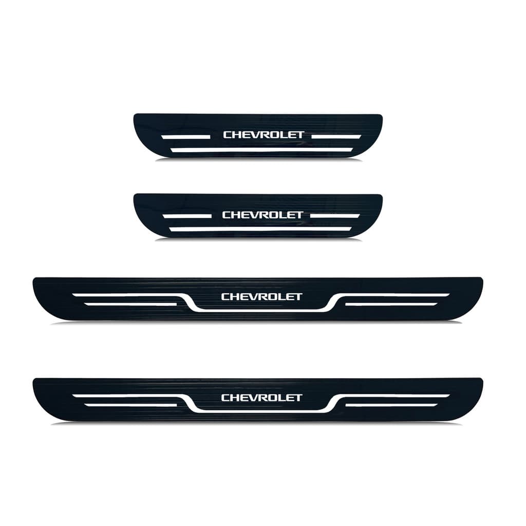 Aço Inoxidável Guarnição de Soleira Proteção de Porta de Carro para Chevrolet S10 Pickup, Conjunto de 4 peças