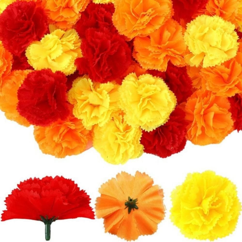 30 Cabeças de Flores de Calêndula, Flores Mexicanas Artificiais, Decoração para Halloween e Dia dos Mortos, Decoração In