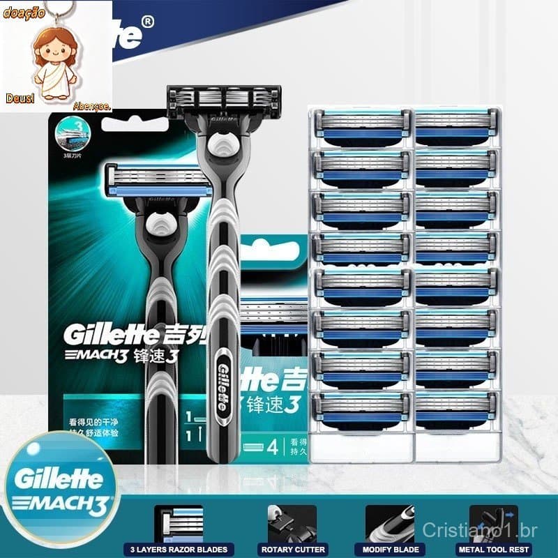 16/12/8PCS Gillettes MACH 3 para Remoção de Pelos com Aparelho de Barbear Masculino YDTB