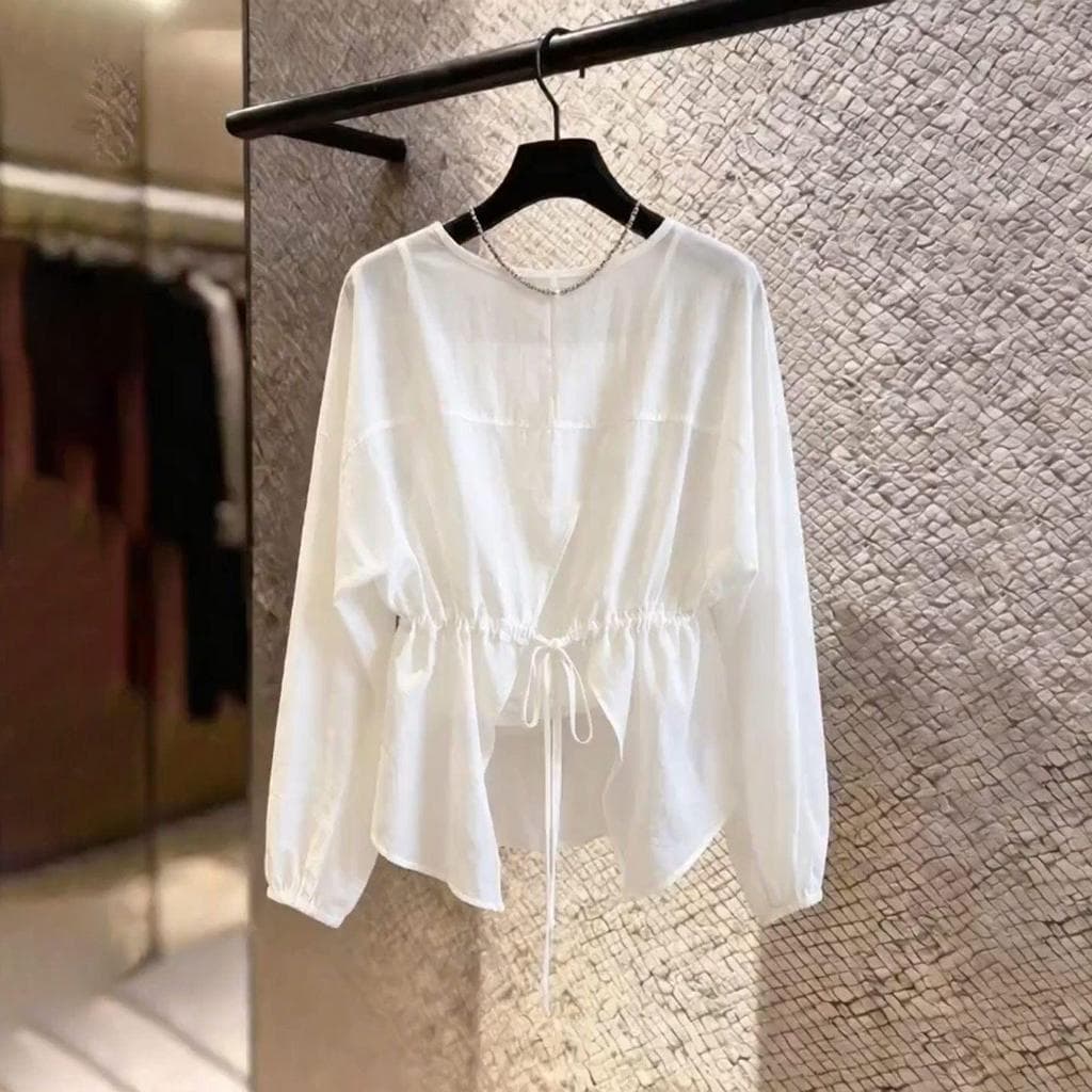 [Promoção por tempo limitado] Estilo simples francês High-End elegante de manga comprida, 2026 verão novo estilo solto m