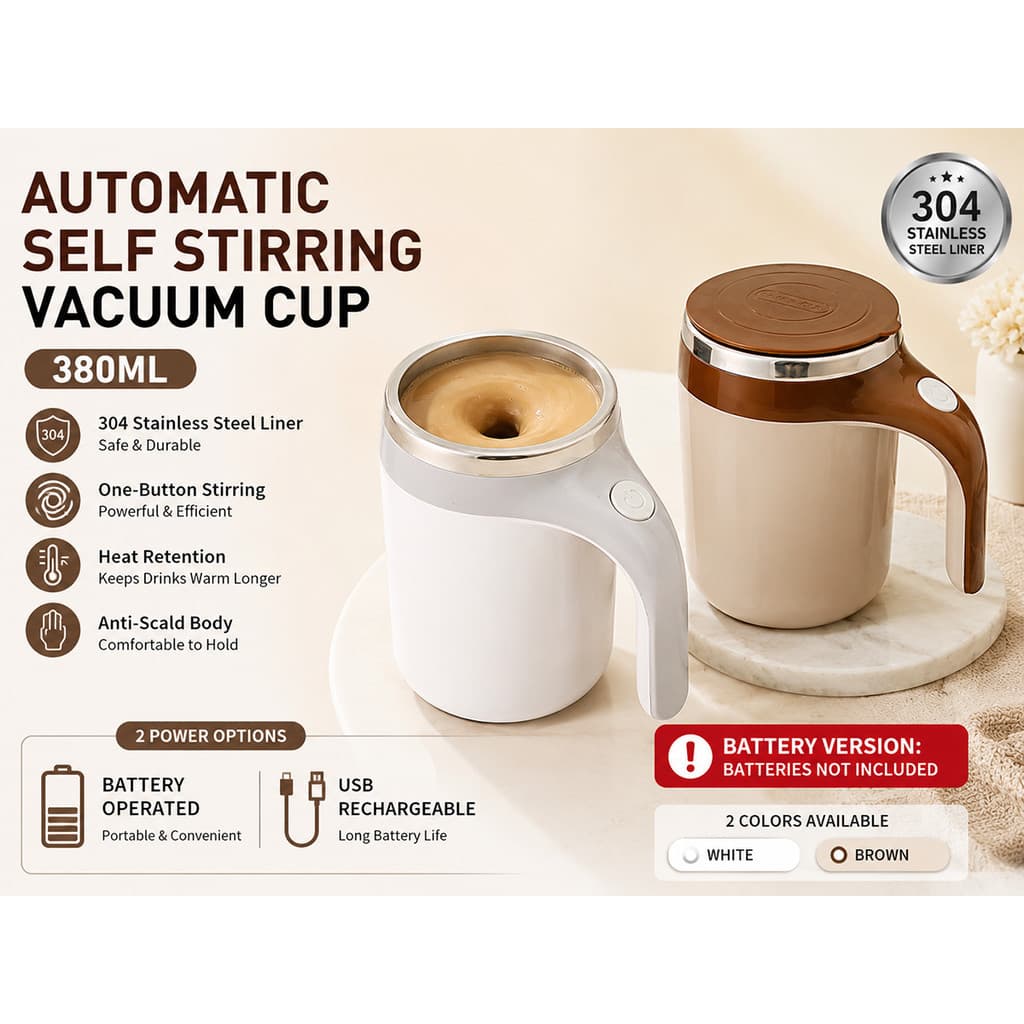 Copo de Milkshake de proteína de café a vácuo com agitação automática de 380ml (Material de aço inoxidável 304, suporte