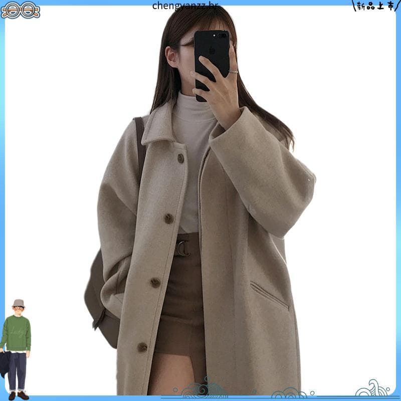 2026 outono inverno novo estilo versão coreana mais algodão grosso único Breasted casaco preto casaco de lã feminino est
