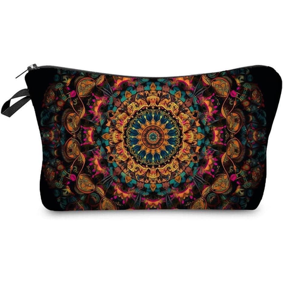 Livel lhood Bolsa de Maquiagem Floral Mandala, Pequena e Bonita, Organizador de Maquiagem, Nécessaire de Viagem com Zípe