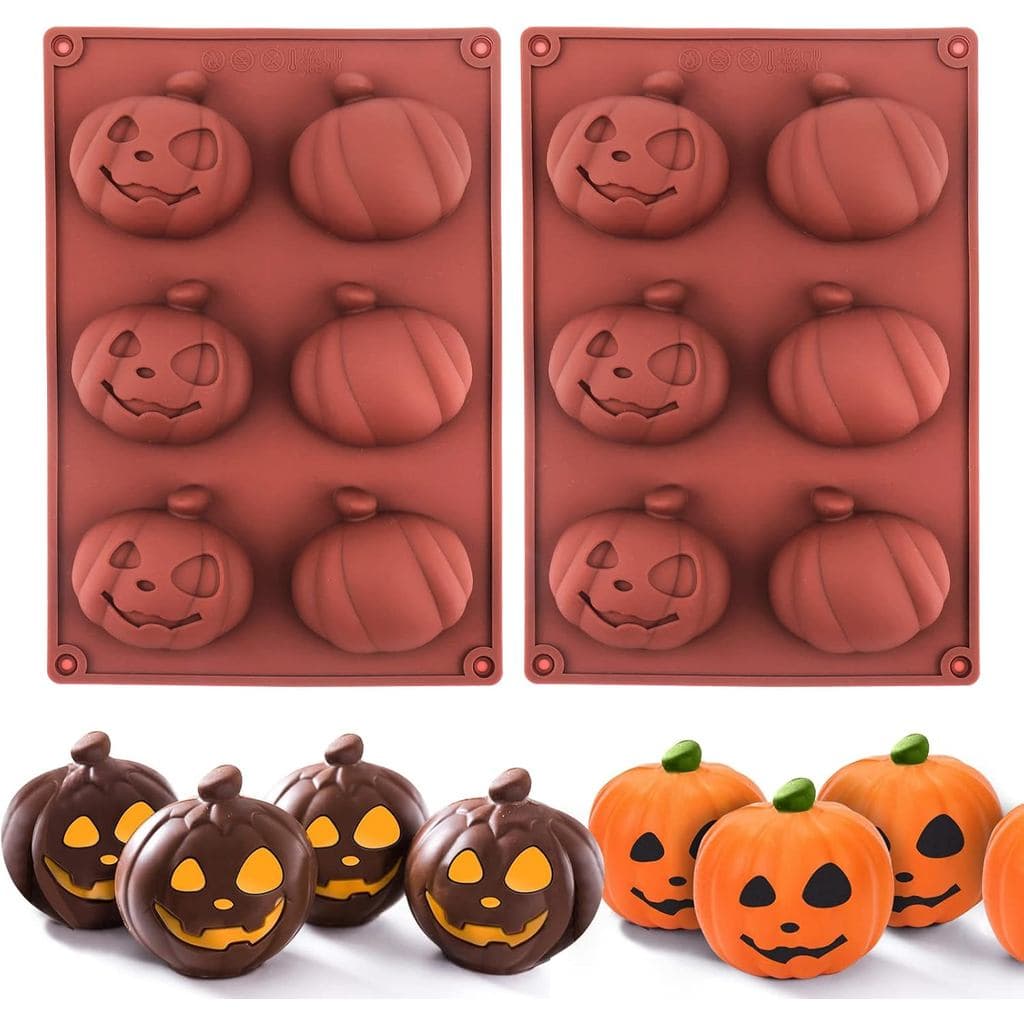 Moldes de Silicone para Halloween para Bombas de Chocolate Quente, 2 Peças de Molde de 6 Cavidades em Forma de Abóbora p