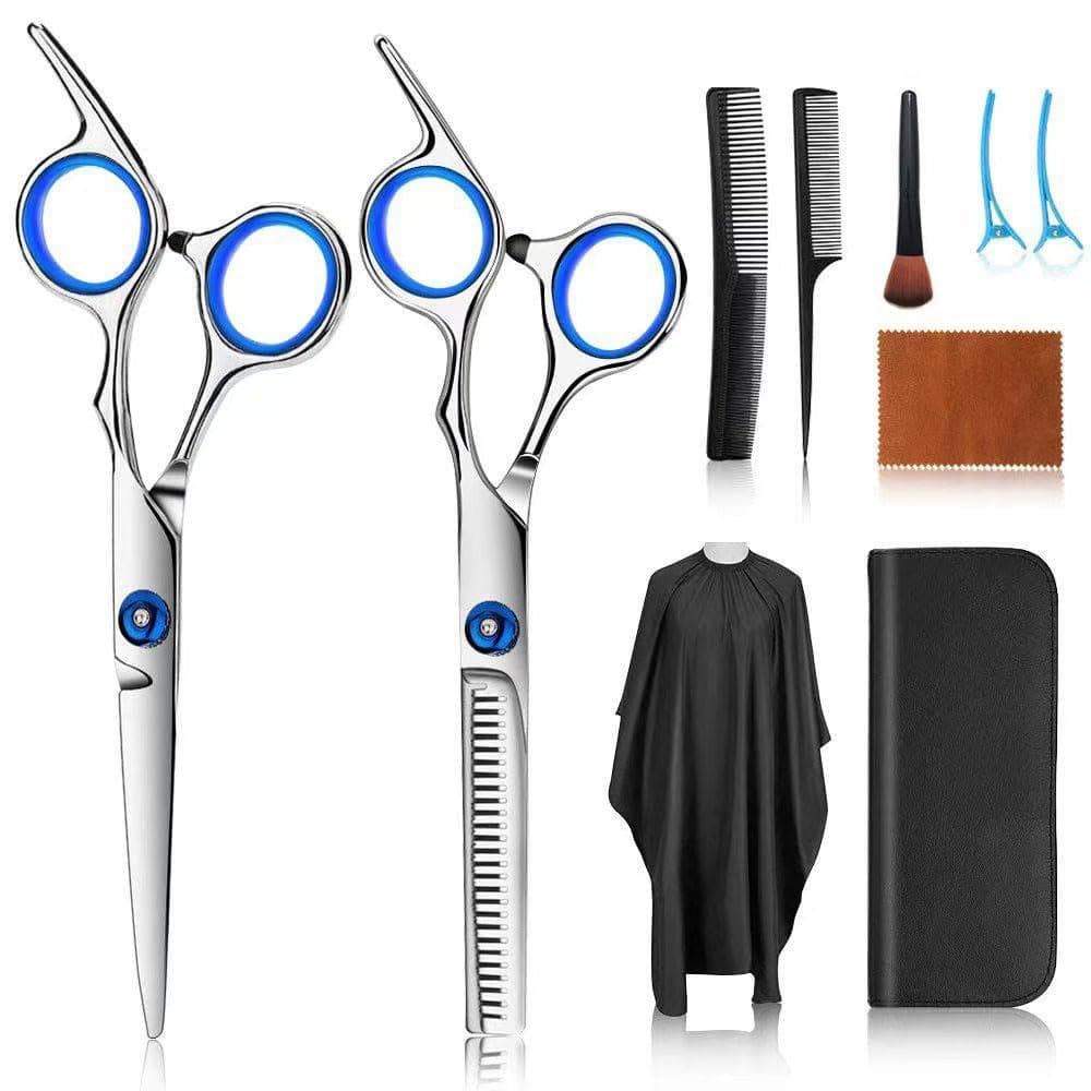 Kits de Tesouras para Corte de Cabelo, Conjunto de 10 Tesouras de Cabeleireiro em Aço Inoxidável, Tesouras Profissionais