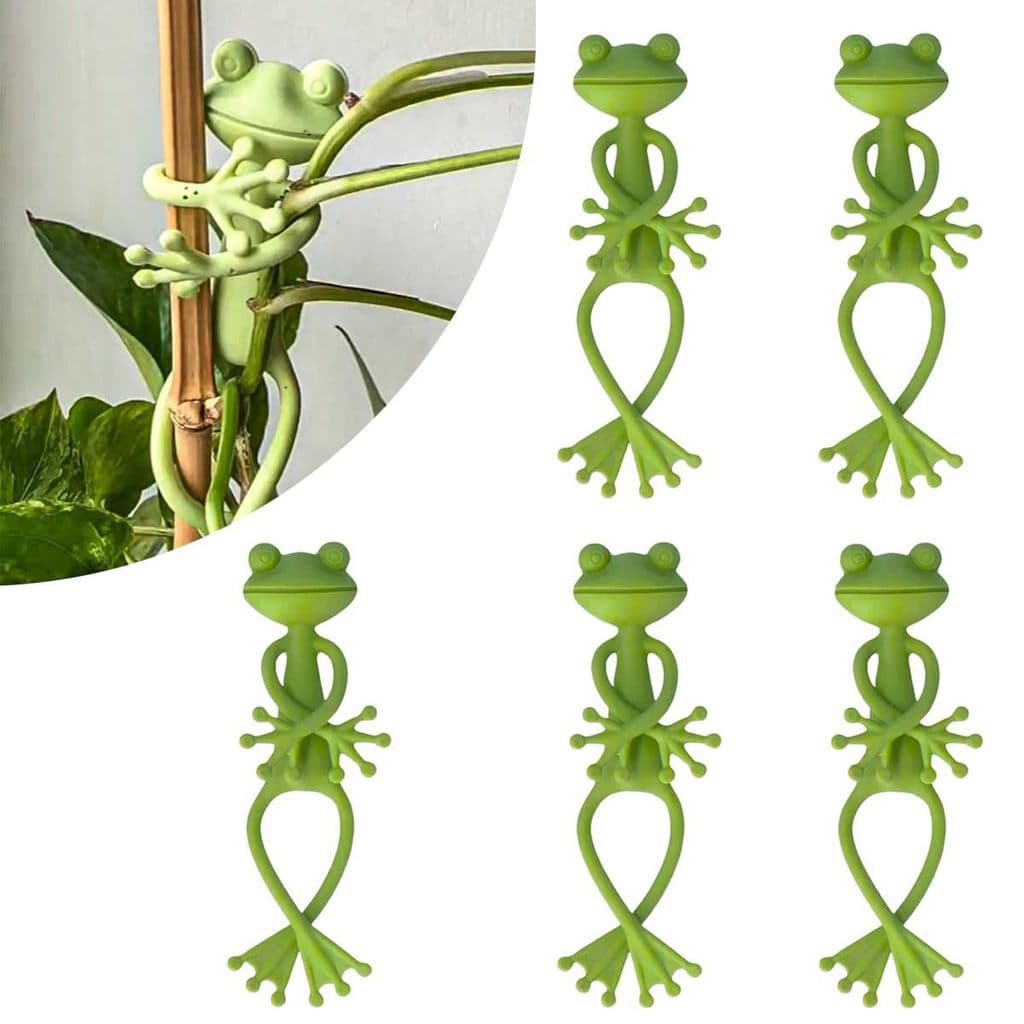 Estrutura de suporte de planta de plástico em forma de sapo Suporte de fixação de planta de jardinagem