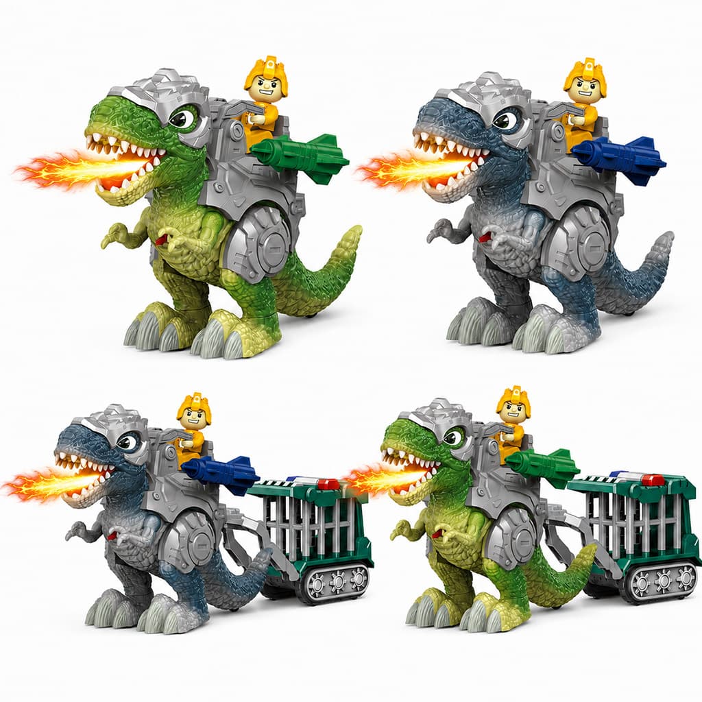 Veículo Dinossauro Mecha Com Piloto E Trailer De Gaiola De Transporte Opcional , Brinquedo Elétrico De T-Rex Para Crianç