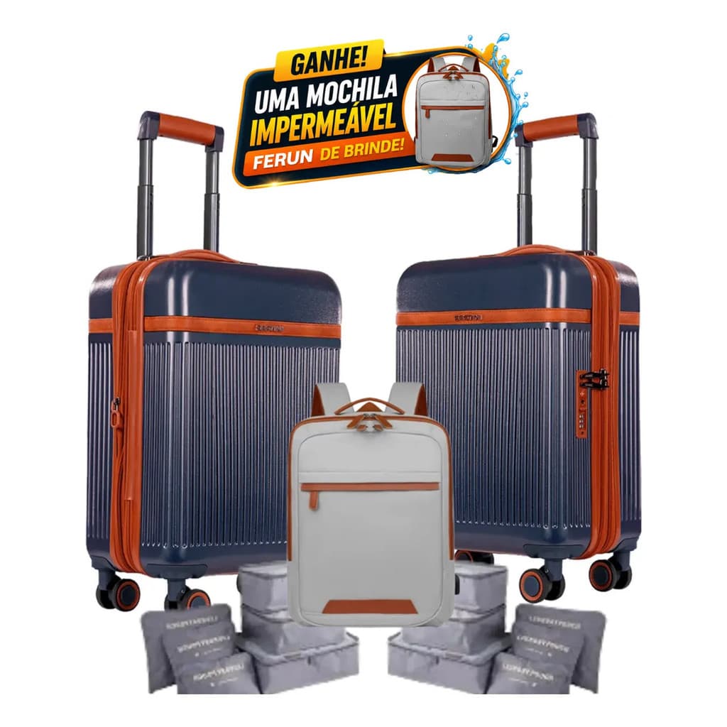 Kit Com 2 Malas Sestini Evidence Bordo 360 Azul Com Necessa