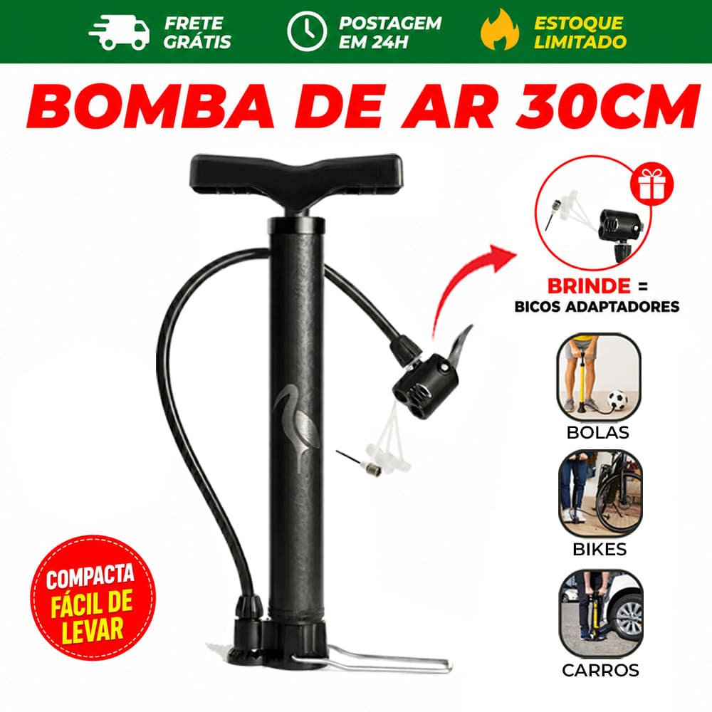 1 Bomba de Ar FBG 30cm Encher Pneu Moto Bike Bola Boia