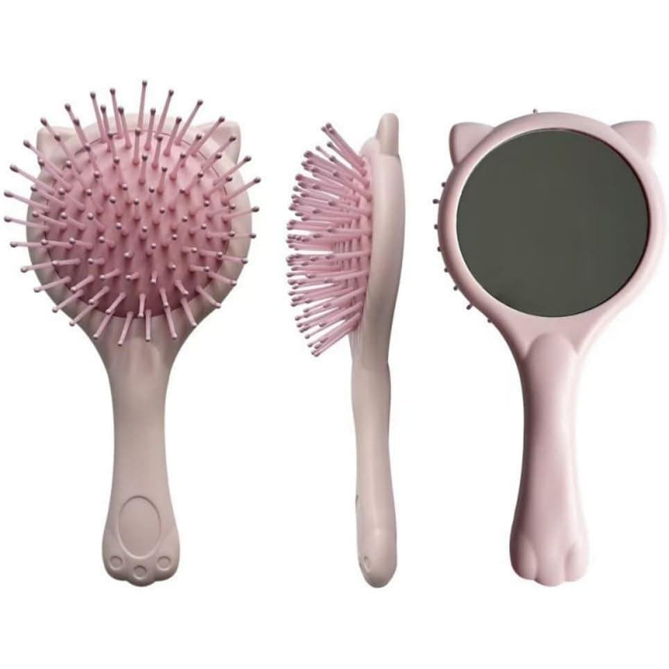 Escova de Ouvido com Espelho | Escova de Cabelo com Almofada de Ar para Mulheres, Portátil, para Massagem do Couro Cabel