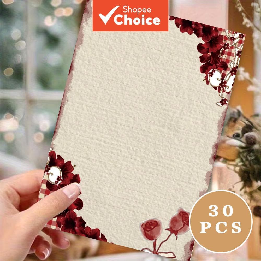 B5 Vintage Vermelho Floral Bloco De Papel Para Escrita Blocos De Notas 30 Folhas B5 Papéis Estacionários