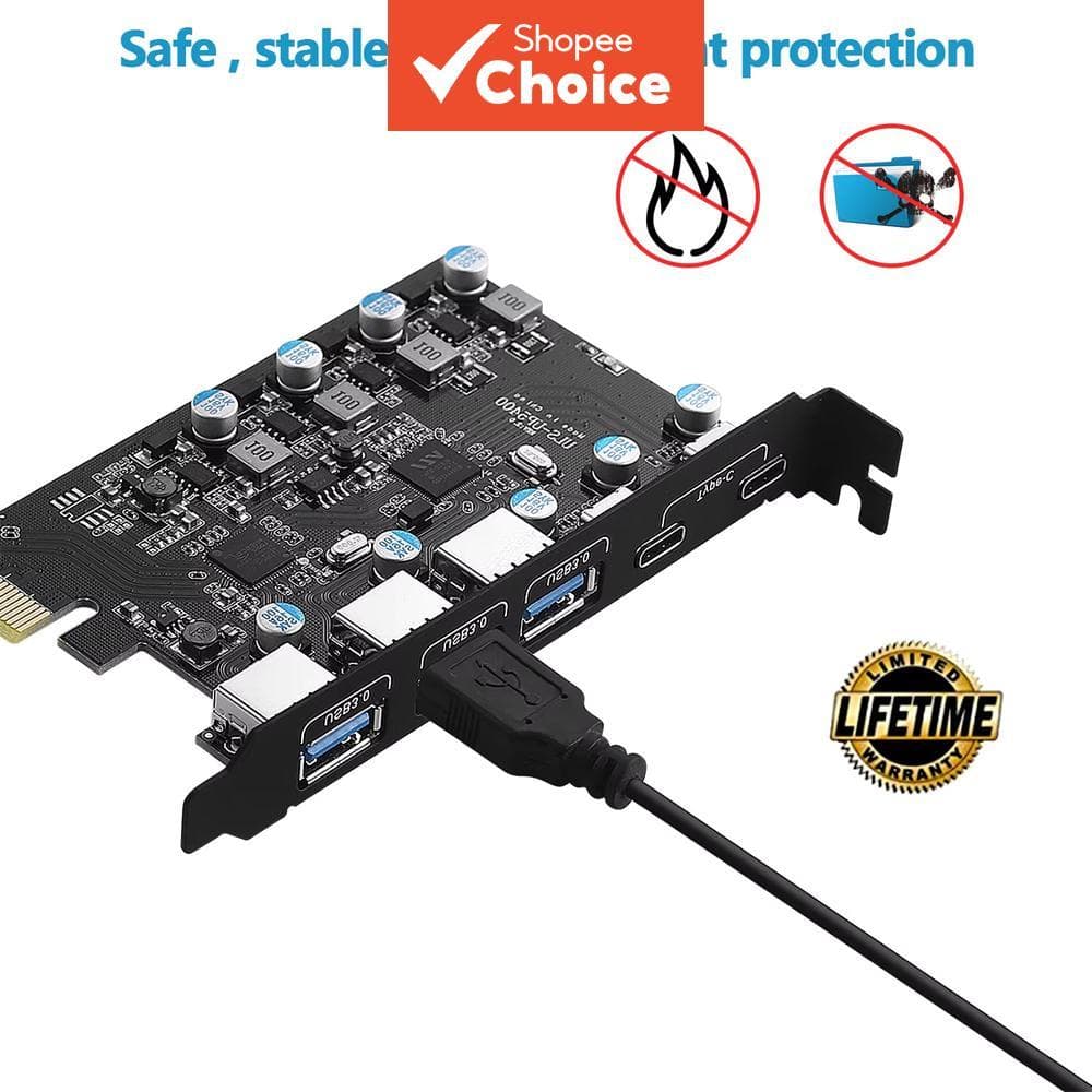 Placa de captura USB 3.1 Gen1 5Gbps, hub USB-C, placa PCIe de expansão, multiplicador PCIe, controlador, placa adicional