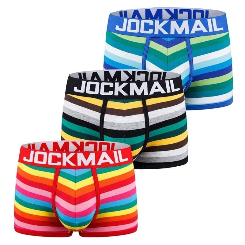Cuecas boxer masculinas listras de algodão arco-íris único na moda meninos cuecas boxer