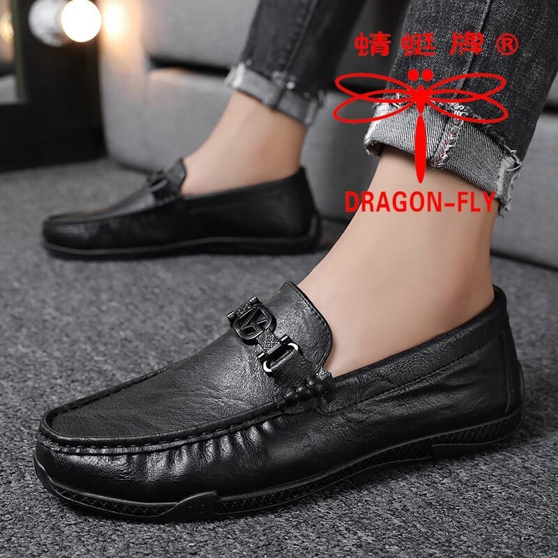 Sapatos masculinos primavera outono negócios mocassins casuais ervilhas sapatos masculinos de couro de sola macia