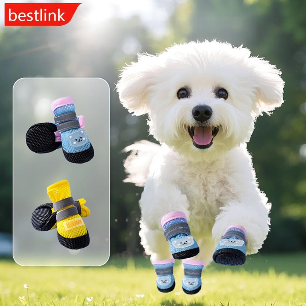 BESTLINK Sandálias De Malha Respirável Para Cães Pequenos Sapatos Animais De Estimação De Verão Com Sola Elástica Antide