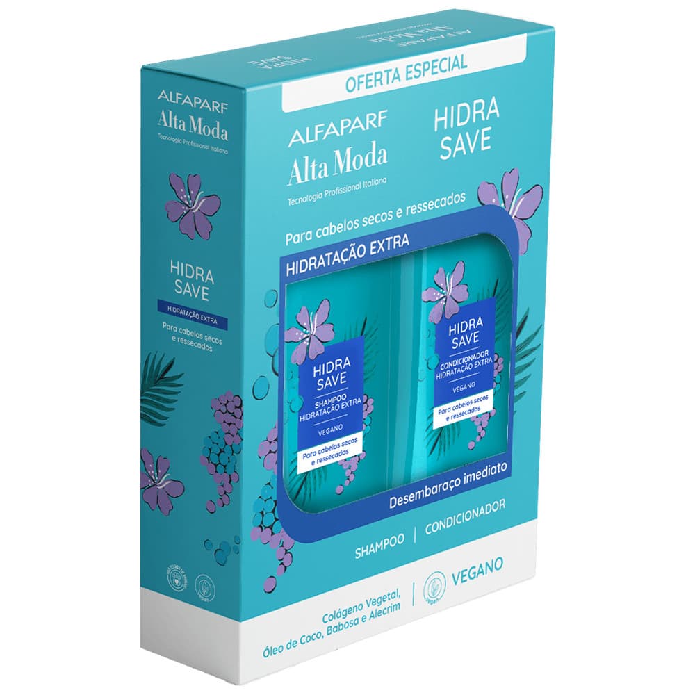 Kit Shampoo 300ml + Condicionador 300ml Hidra Save Alfaparf Alta Moda