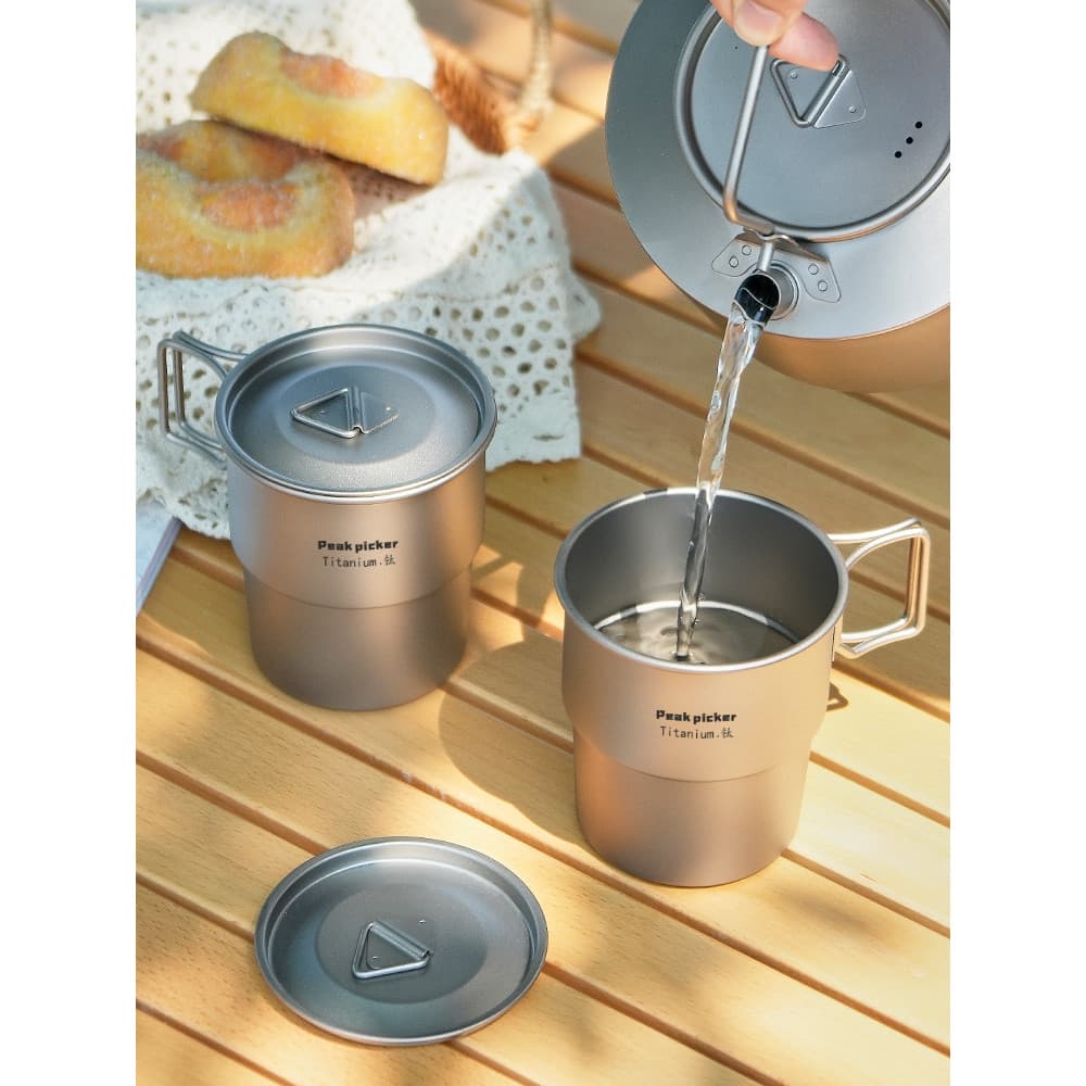 Peak Conqueror copo de titânio ao ar livre copo de água de titânio puro acampamento viagem portátil xícara de café canec