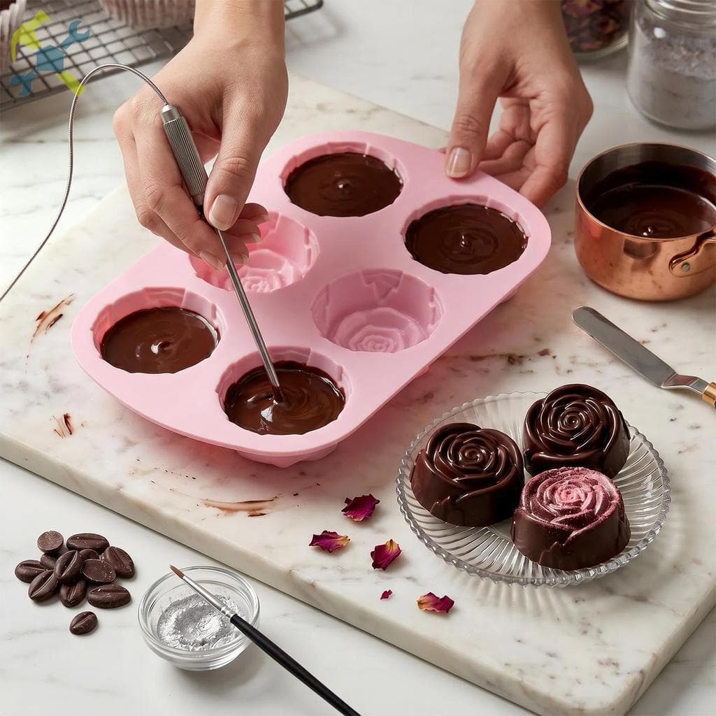 4 Pçs 6 Cavidade Rosa Cubo De Gelo Molde Silicone Sabão Para DIY 3D Mousse Muffin Bolo Chocolate Geléia Vela SHOPCYC4507