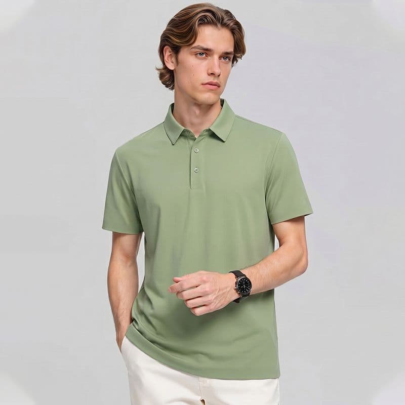 Melisen Dopamina Camisa de manga curta de cor sólida de secagem rápida lapela de verão roupas superiores masculinas