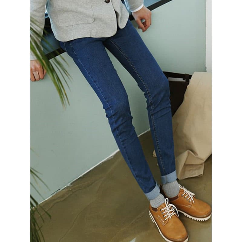 High Street Versão Coreana Slim-fit Skinny Jeans Meninos Elástico Mais Magro Look Calça Lápis Bota Casual