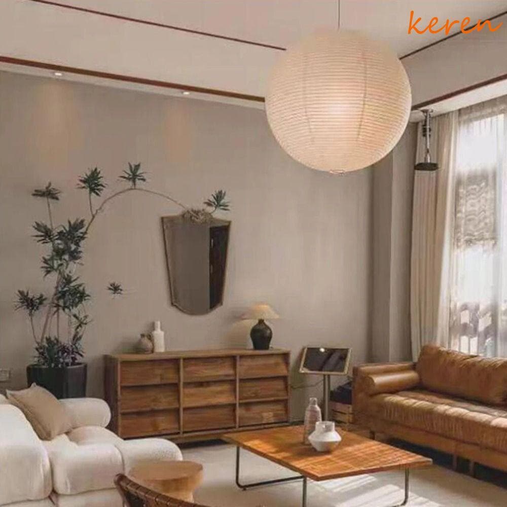 Capa De Luz De Teto Kerenaa , Abajur De Papel Moderno Redondo , Lâmpada Pendente Clássica Vintage Suspensa