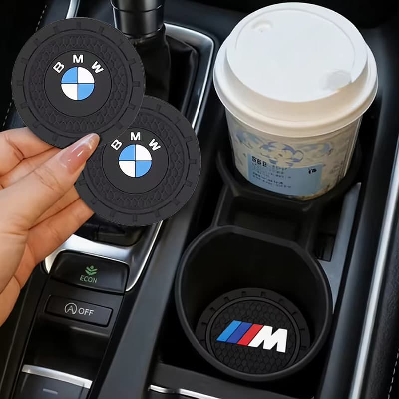 2 Pçs PVC Logotipo Do Carro Copo Almofadas De Água Tapete Antiderrapante Para BMW E87 E90 E46 E39 E63 E91 X1 X3 X5 X4 F2