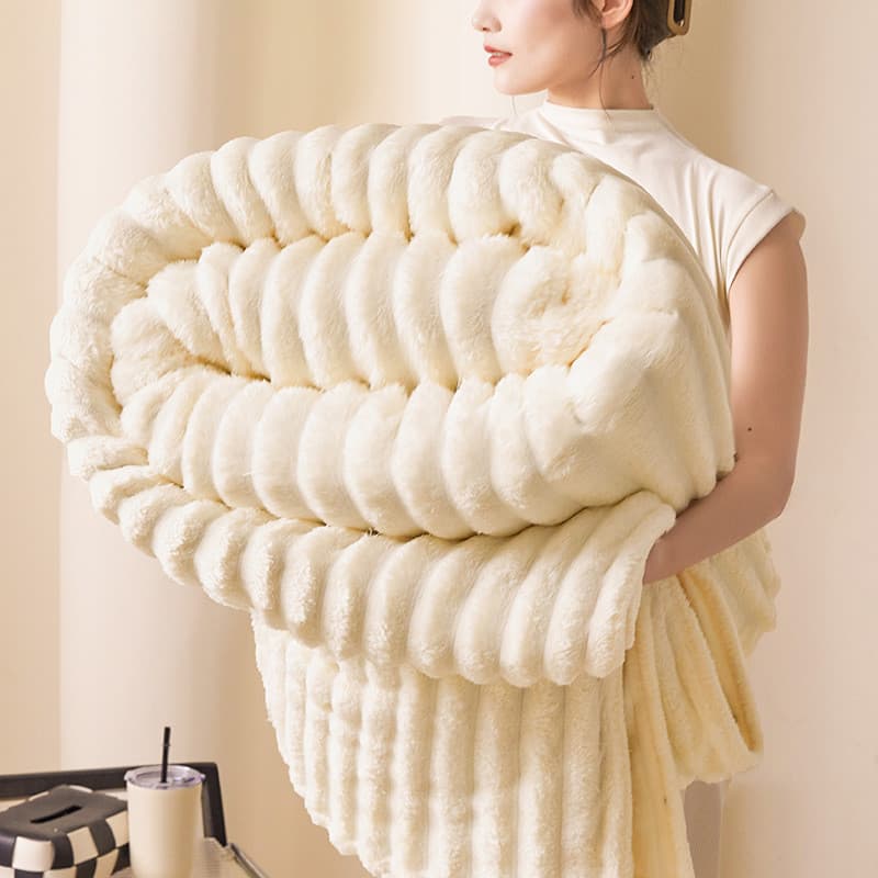 Cobertor Coelho Plush Draw Strip Cobertor Flanela Babe Fleece Cobertor Cobertor Cobertor de Lã
