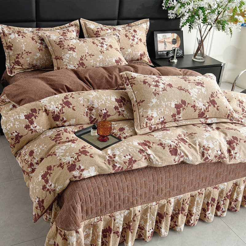 Grosso acolchoado lavado algodão linho conjunto de quatro peças capa de estilo Retro colcha capa de cama