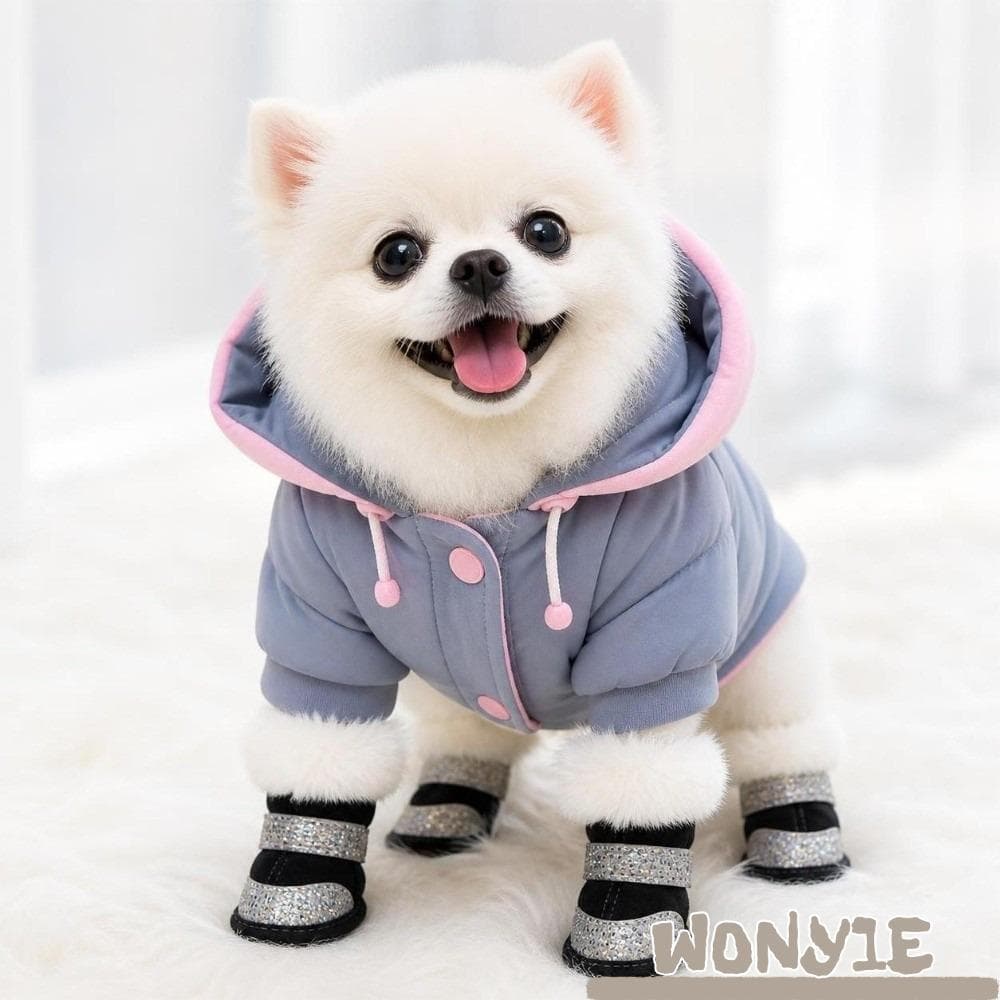 WONY1E 4 Peças De Sapatos Para Cães De Inverno , De Pelúcia Quentes Animais De Estimação , Botas De Neve Antiderrapantes