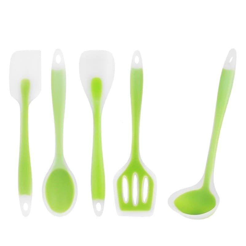 Conjunto de utensílios de cozinha de 5 peças, espátula e colher antiaderentes, utensílios de cozinha semi-silicone